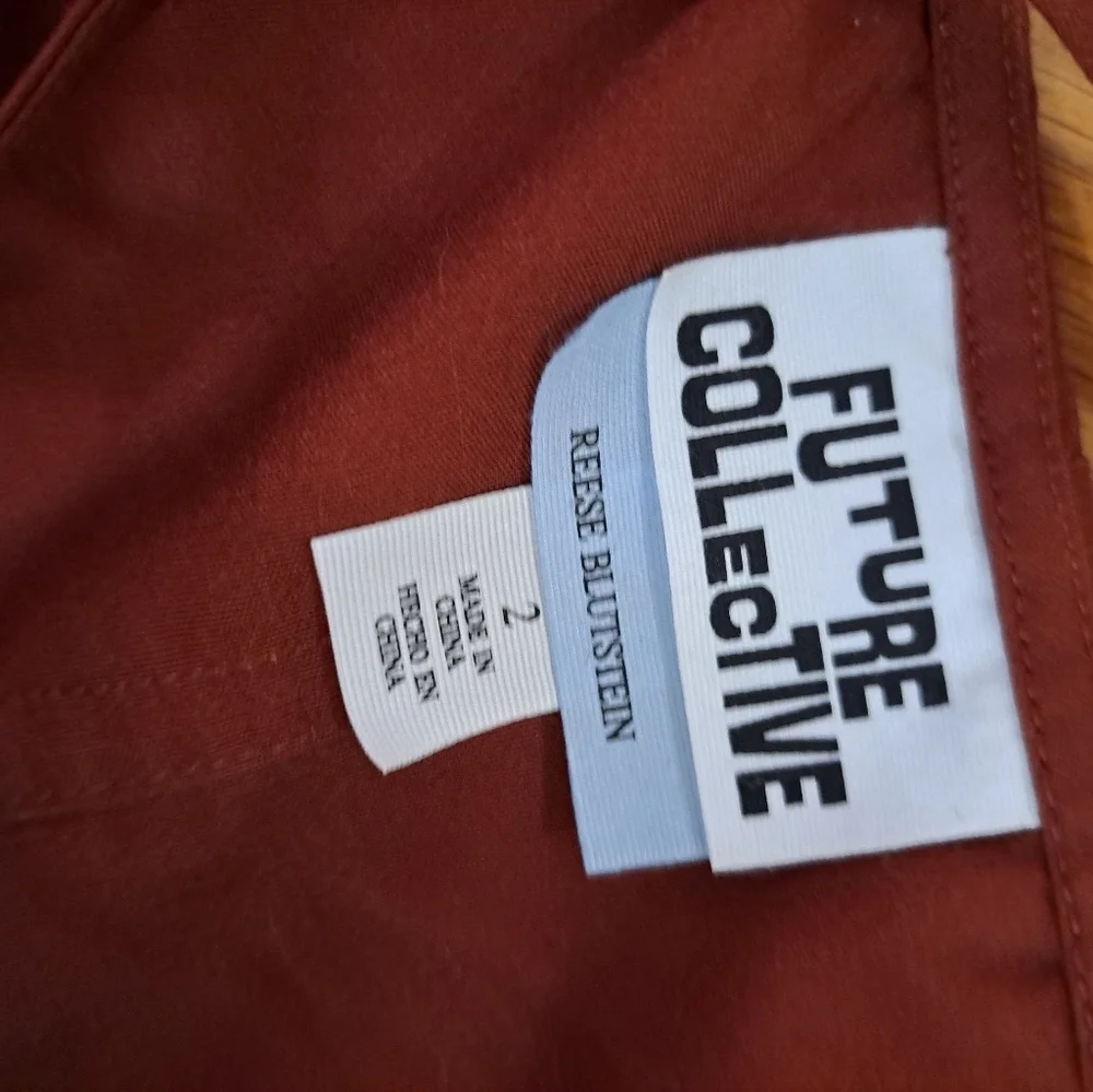 Future Collective Size 2 Women's Rust Color Midi Dress Sleeveless Adjustable - Picture 8 of 12